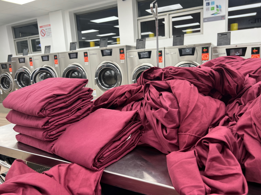 Folded commercial laundry